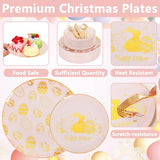 150Pcs Easter Plates with Gold Bunny - Pink Plastic Dinnerware Includes 30 Egg and Rabbit 30 Dessert Plates, 30 Forks, 30 Spoons,30 Knives for Easter Party