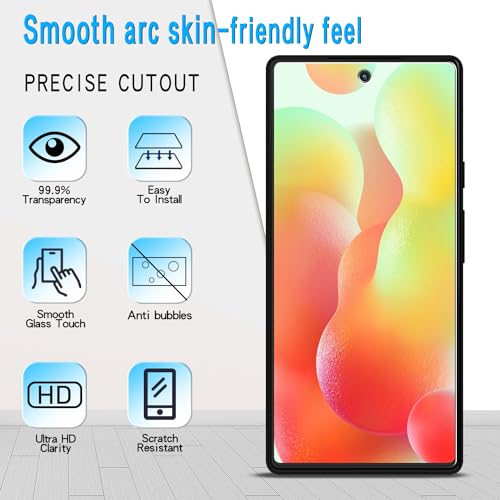 [3+3 Pack Screen Protector for Google Pixel 6 Tempered Glass with 3 Pack Camera Lens Protector, Support Fingerprint Reader, No-Bubbles, Anti Scratches