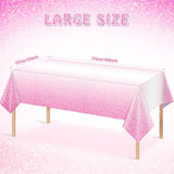 3 Pack Ombre Pink Disposable Tablecloths, 54x108" for Parties & Events