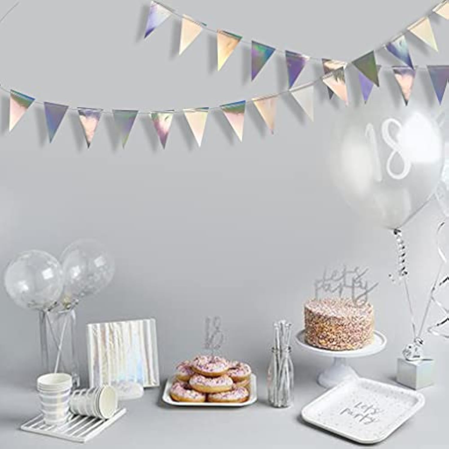 40 Ft Iridescent Triangle Banner Flag Double Sided Metallic Holographi