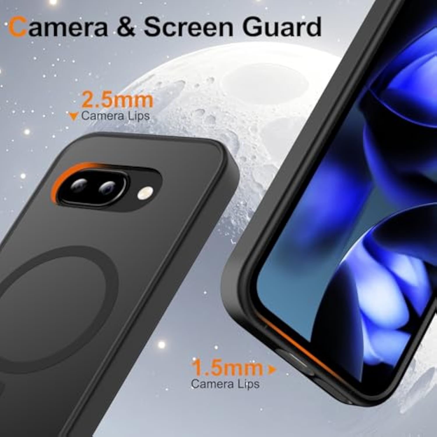 For Google Pixel 9A Case Magnetic Shockproof, [Fit For Magsafe] [Glass Screen Protector] Translucent Anti-Fingerprint Case For Google Pixel 9A (Black)