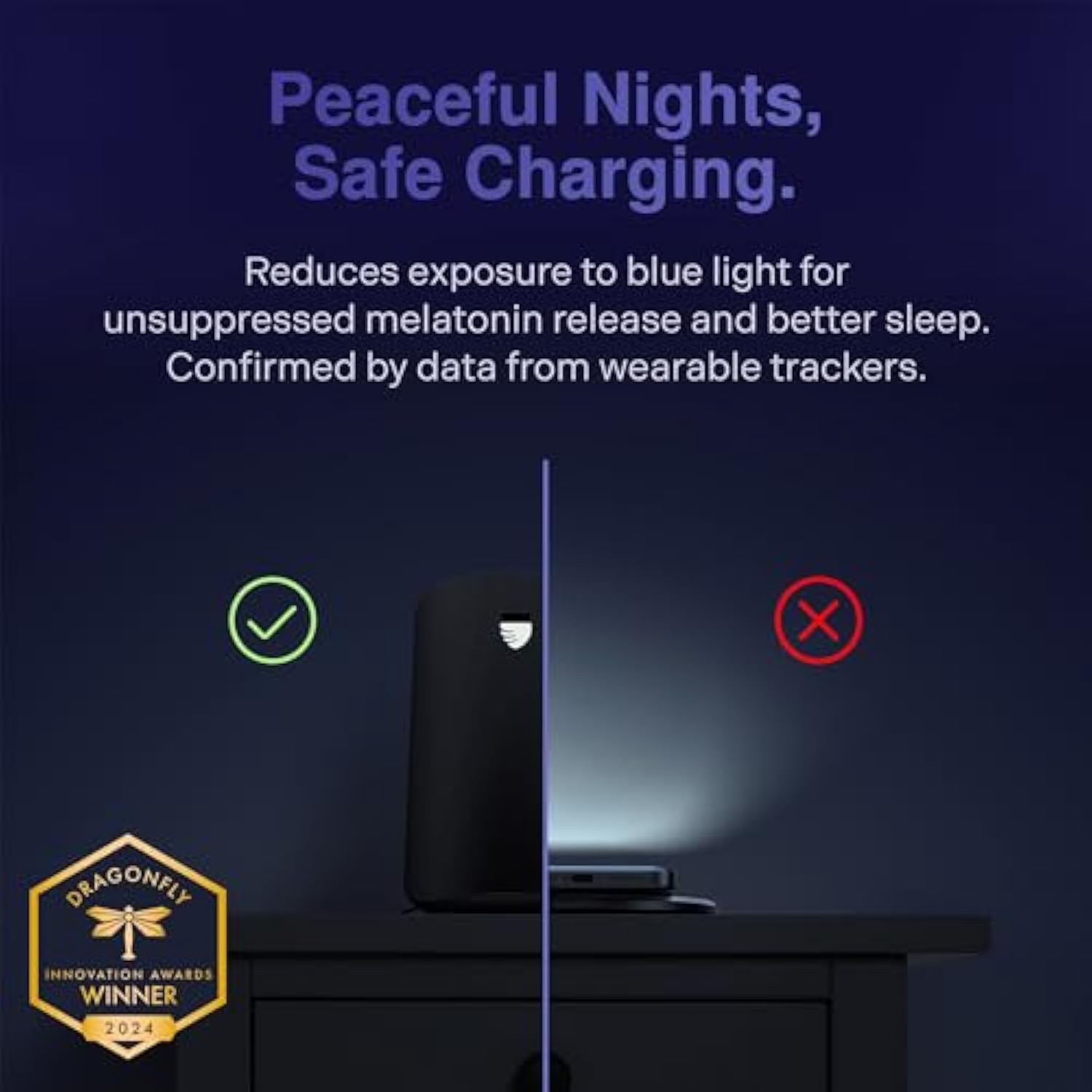 Elvy Fast Qi Wireless Charger For Cell Phones - Designed With Emf Management Technology For Enhanced Charging, Advanced Environmental Shielding, Lab Tested By Ordos Tech, 2023 (Jet Black)