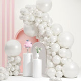 Pearl White Balloons Different Sizes, Double Stuffed Pearl White Balloon Arch, Pearls White Balloon Garland,18 12 10 5 Inch White Balloons For Boho Party, Baby Shower,Birthday,Weddings(Pearl White01)