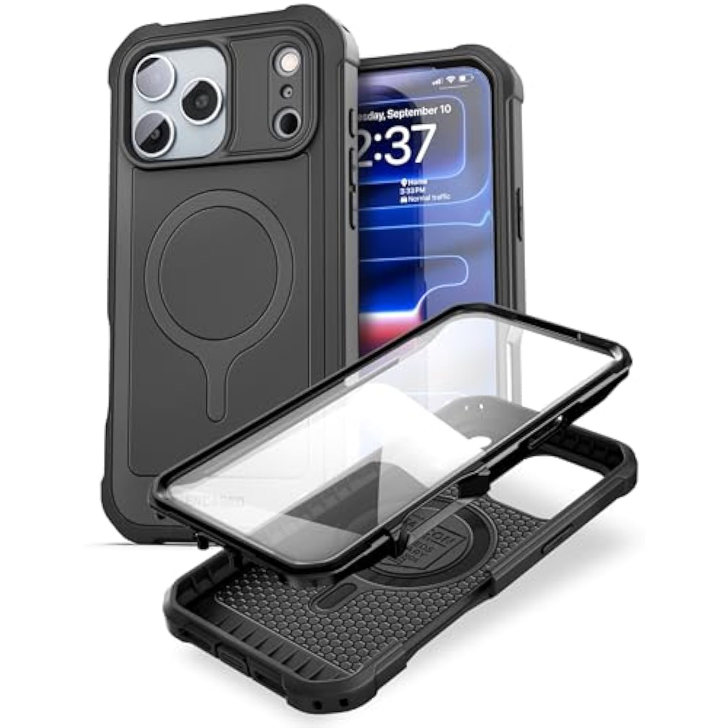 For Iphone 17 Pro Max Case With Built-In Screen Protector, Compatible With Magsafe - Military Grade Protection With 360 Rugged Full-Body Coverage (Black)