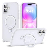 Compatible With Iphone 16 Plus Case With Invisible Magnetic O-Ring Stand Military-Grade Phone Case For Iphone 16 Plus 6.7" [Compatible With Mag-Safe][Great Grip Feeling],Translucent