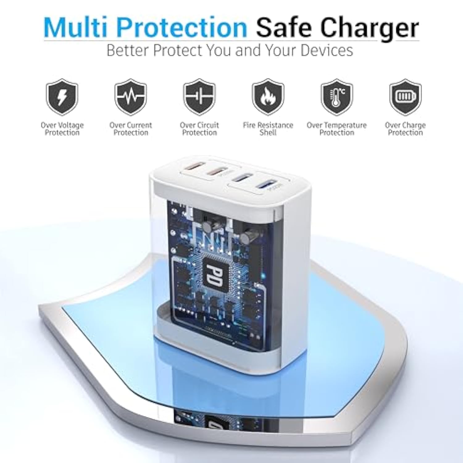 40W Usb C Charging Block, 4 Usb C Ports, Type C Wall Plug Fast Charger Cube, Power Adapter Box For Iphone 16, 15, 14, 13, 12, 11, Galaxy Phones, Watch, Tablet, Smartphones - 2Pack