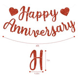 Red Happy Anniversary Banner, Pre-Strung - Red Glitter Happy Anniversary Banner?No Diy - Red Glitter Happy Anniversary Garland, Red Happy Anniversary Sign For Anniversary Wedding Party Decorations & Decor