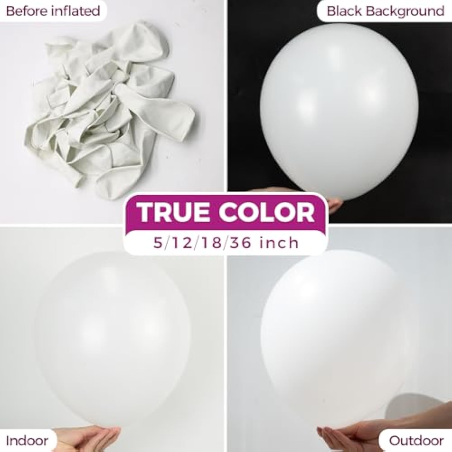 36" White Giant Balloons – 8 Pack Jumbo Latex Balloons for Weddings, Birthdays & Events