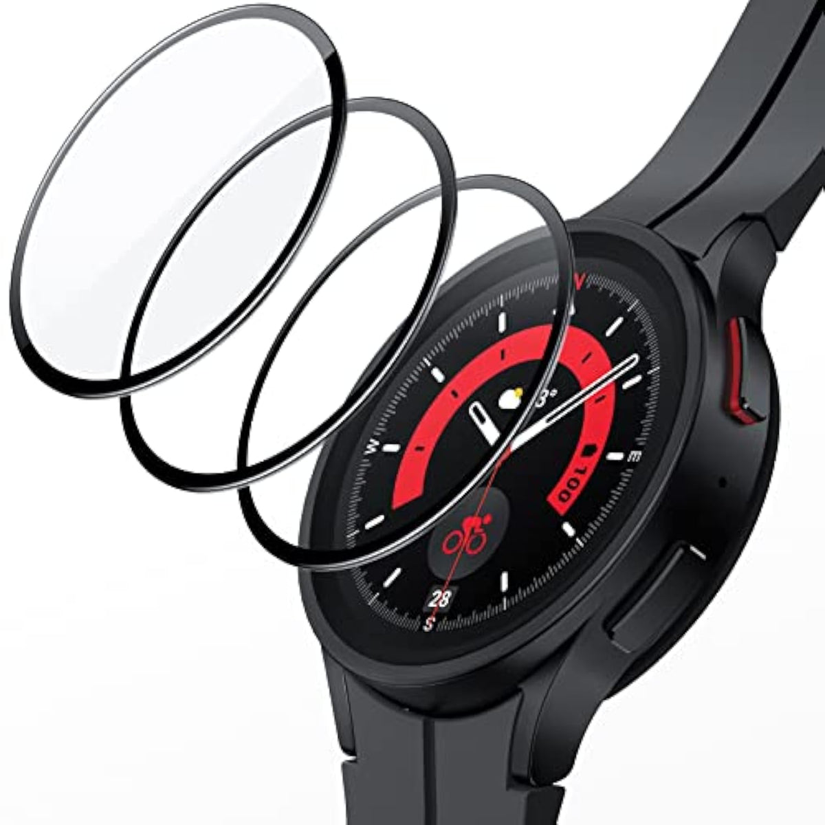 Jetech Screen Protector For Samsung Galaxy Watch 5 Pro 45Mm, Full Coverage Tempered Glass, Hd Clear, 3 Pack