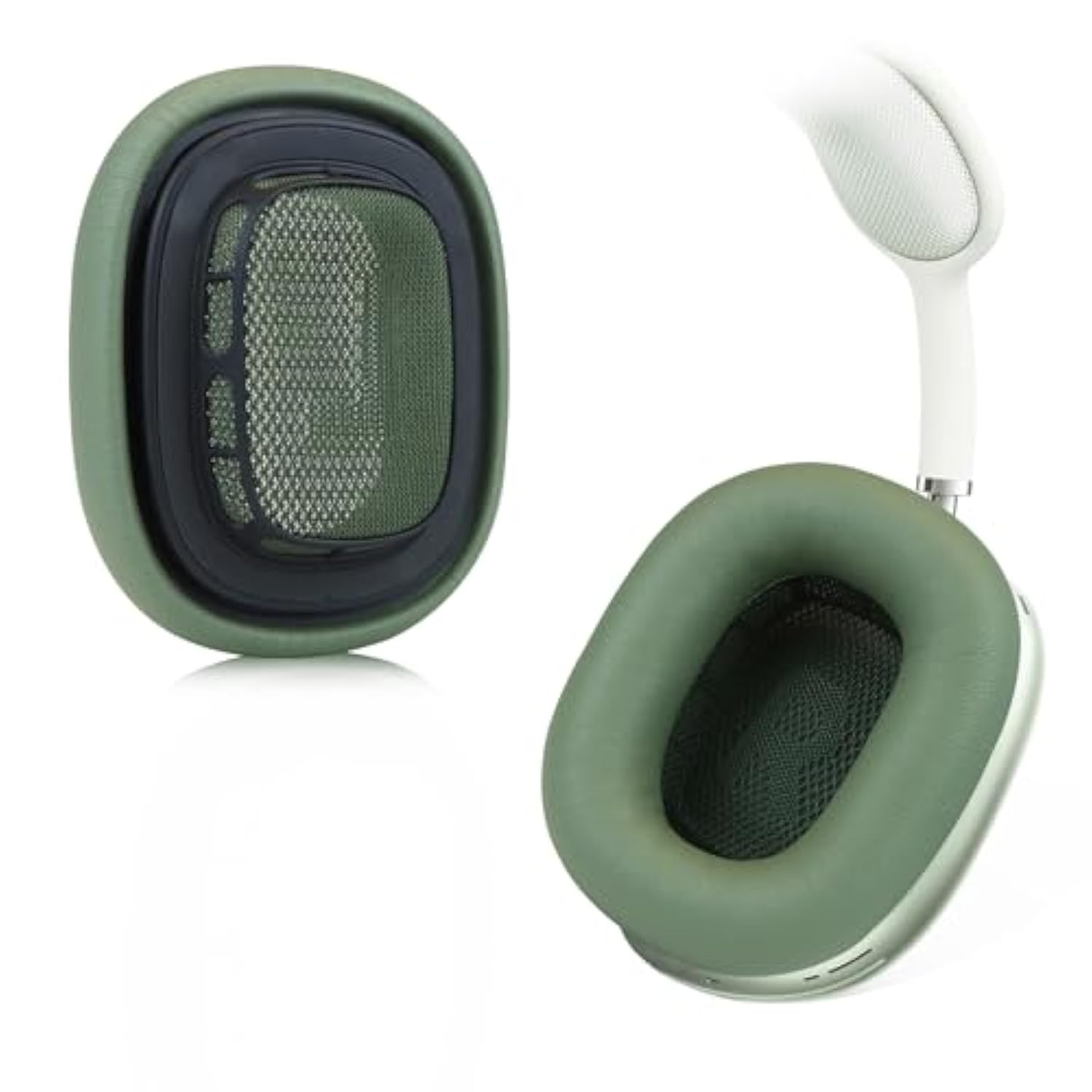Lambskin Ear Cushions For Apple Airpods Max Headphones Replacement Earpads Sweat Proof Ear Cups Cushion Easy To Install With Magnet,Sheepskin And Memory Foam(Green)