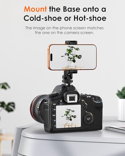 Tripod Phone Mount, Dual Phone Holder with 4 Cold Shoe and 1/4" Screw, 360° Rotates and 180° Tilts Adjustable Cold Shoe Mount for Phone, Camera,