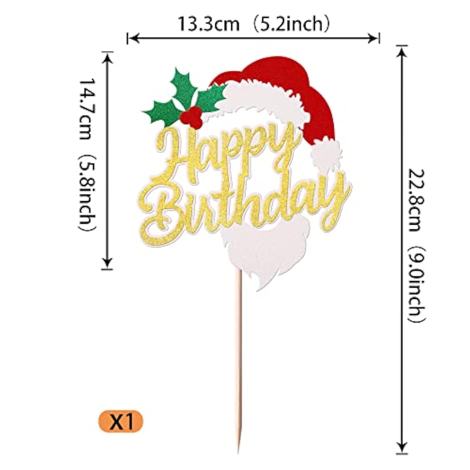 1 Pack Merry Christmas Happy Birthday Cake Topper Cupcake Picks For Christmas Birthday Baby Shower Cake Decorations Supplies Gold