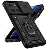 For Motorola Moto G Stylus 2025 Case With Slide Camera Cover Hd Screen Protector [Military Grade 16Ft. Drop Tested] Magnetic Ring Holder Kickstand Protective Phone Case For Moto G Stylus 2025, Black