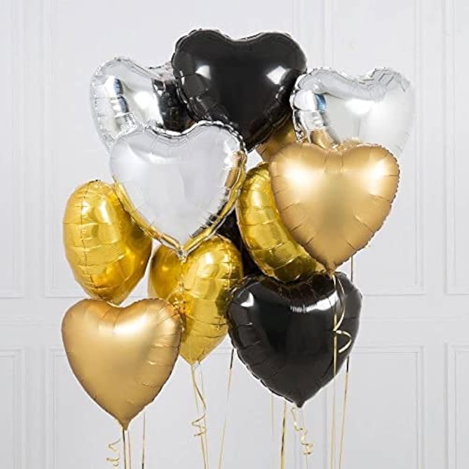 10pcs Black Heart Foil Balloons – 18" Mylar Balloons for Weddings, Showers & Party Decor