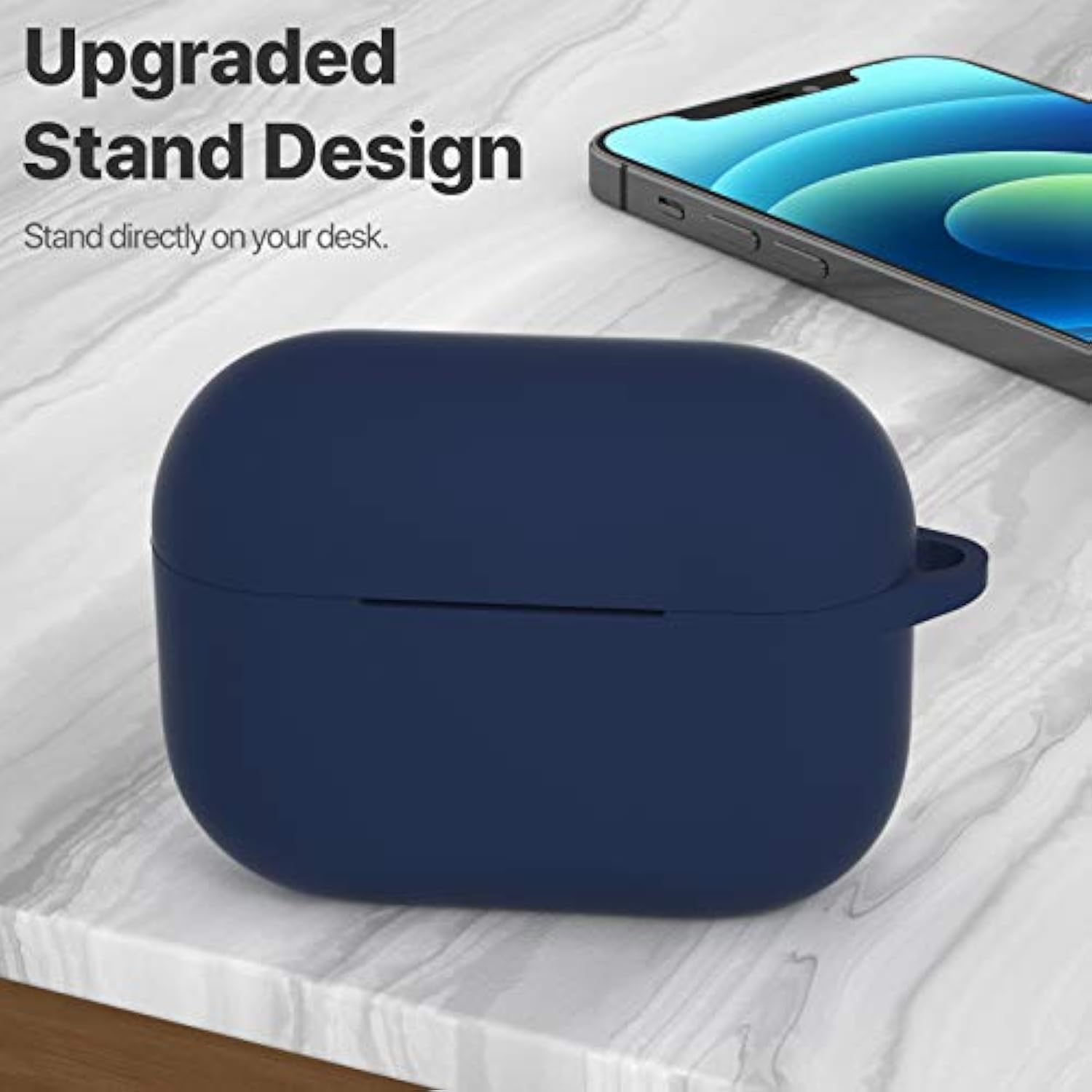 For Airpods Pro 2Nd Generation Case Cover, Protective Silicone Skin Accessories With Keychain For Women Men For Apple Airpods Pro Gen 2(2022), Front Led Visible-Midnight Blue