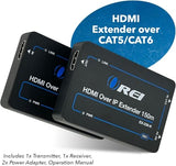 HDMI Over Ethernet Extender with CAT5/CAT6, Upto 330 Feet - HDMI Loop Out - 1080P Full HD Signal Distribution with Support for one to Many Connection.
