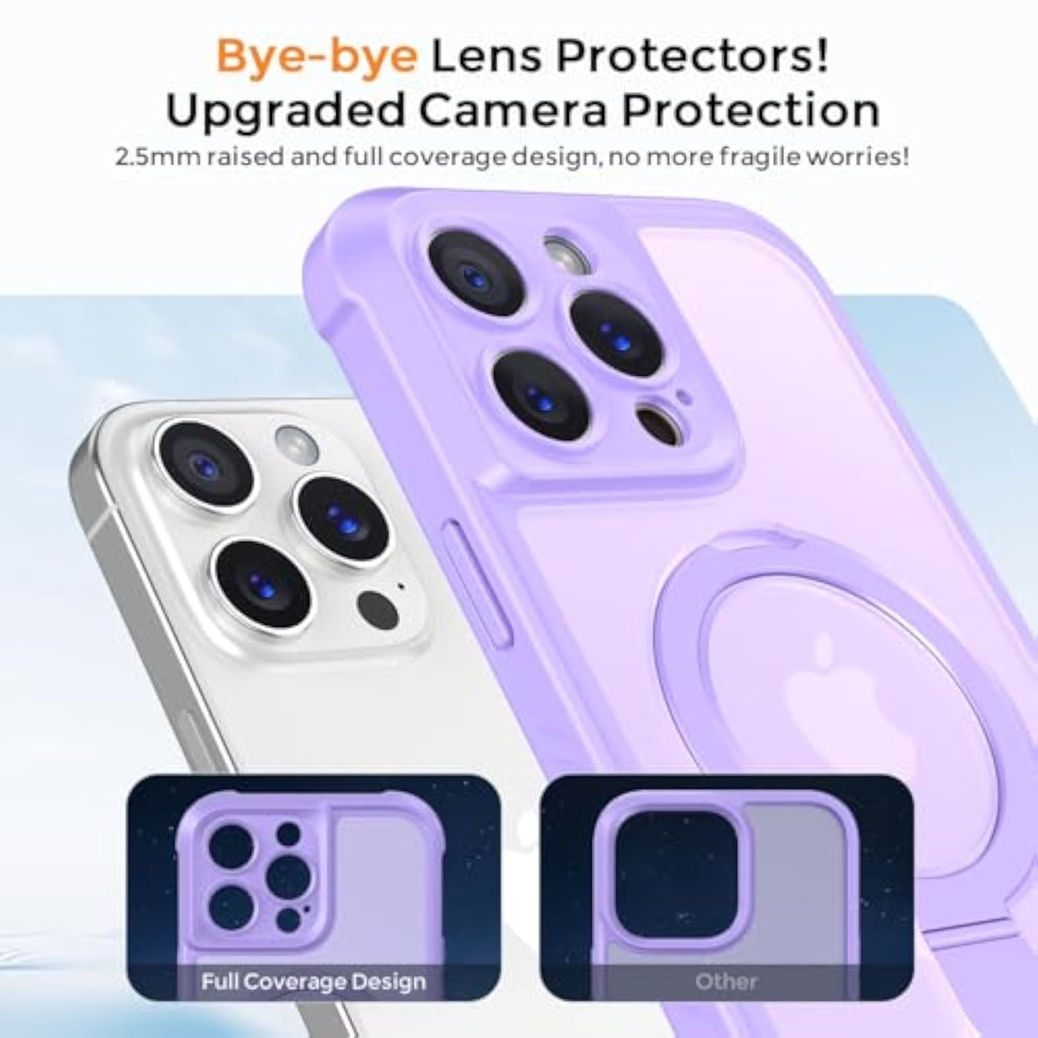 Magnetic Phone Case with Stand for iPhone 14 Pro, Light Purple