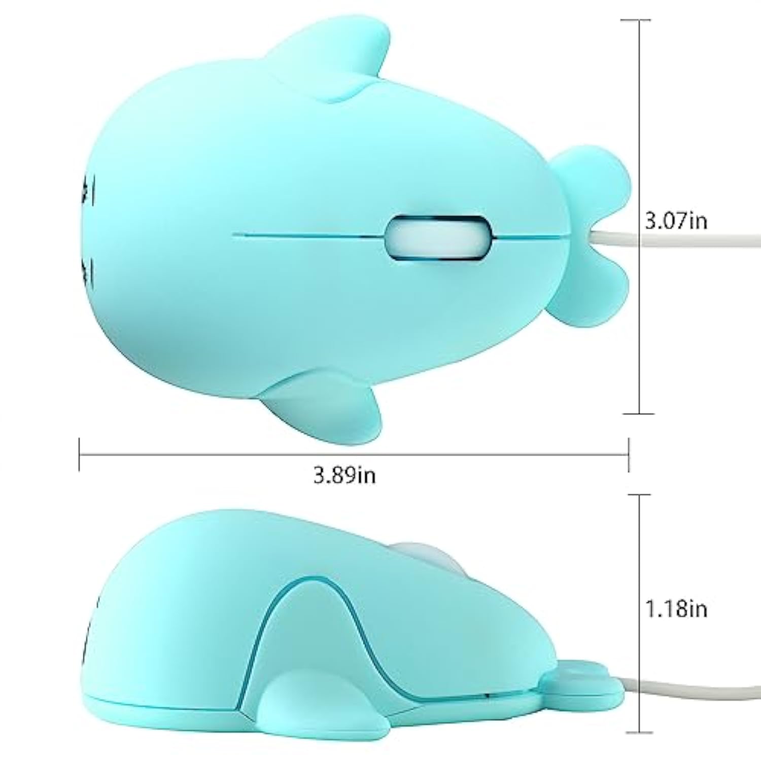 Cute Wired Mouse, Small Dolphin Shape Usb Wired Mouse 1600 Dpi Optical Mice Computer Mouse, Portable Corded Mice For Travel, Office, Home, Laptop, Computer
