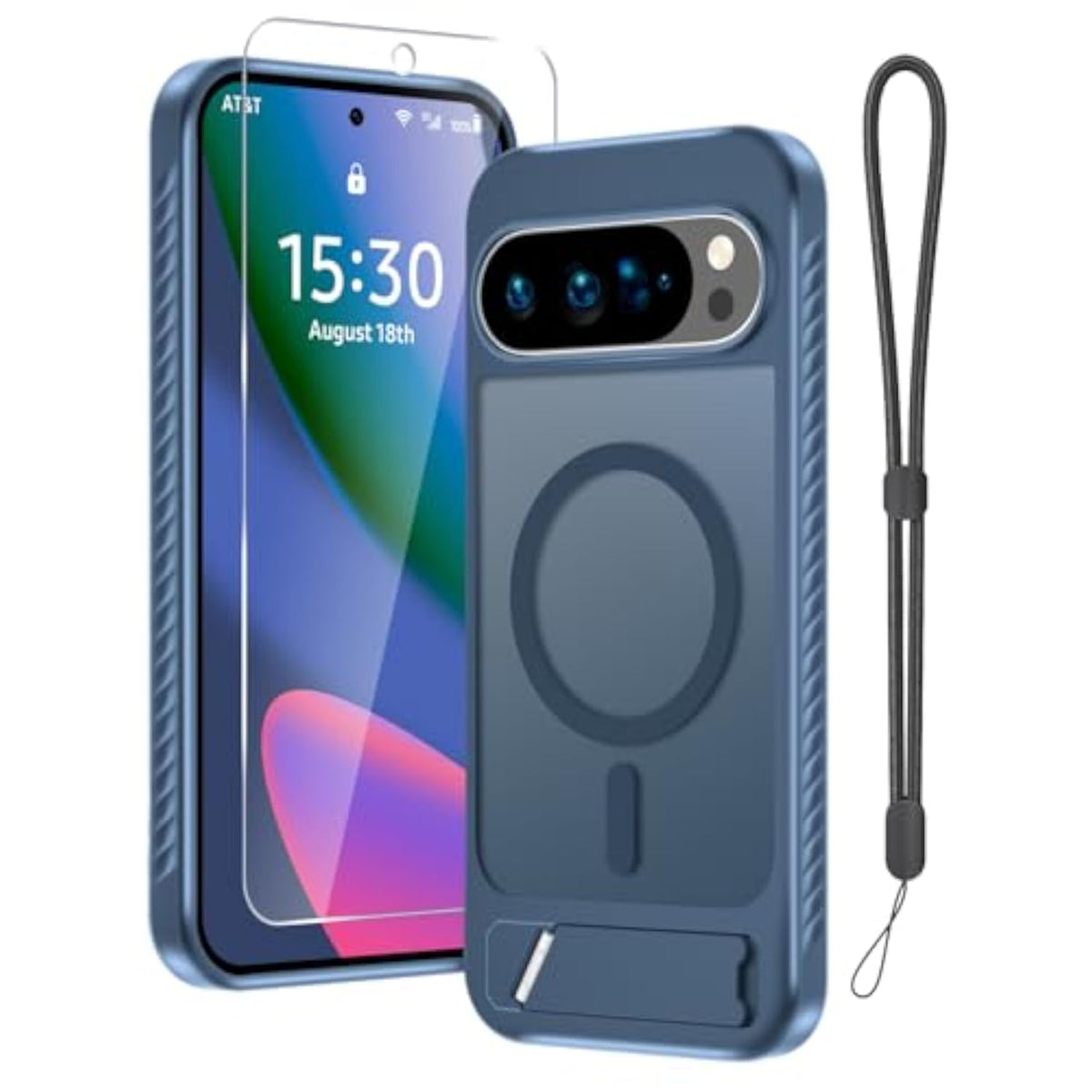 Navy Blue Google Pixel 10 Pro XL Case with Built-in Screen Protector