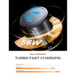 Usb C Car Charger For Iphone 15, Smallest 56W Car Charger Adapter Fast Charginig, Pd 3.0 Dual Usb Compatible With Iphone 15 Pro Max Plus/14/13 Pro/12 Pro/12 Mini, Galaxy, Ipad Pro