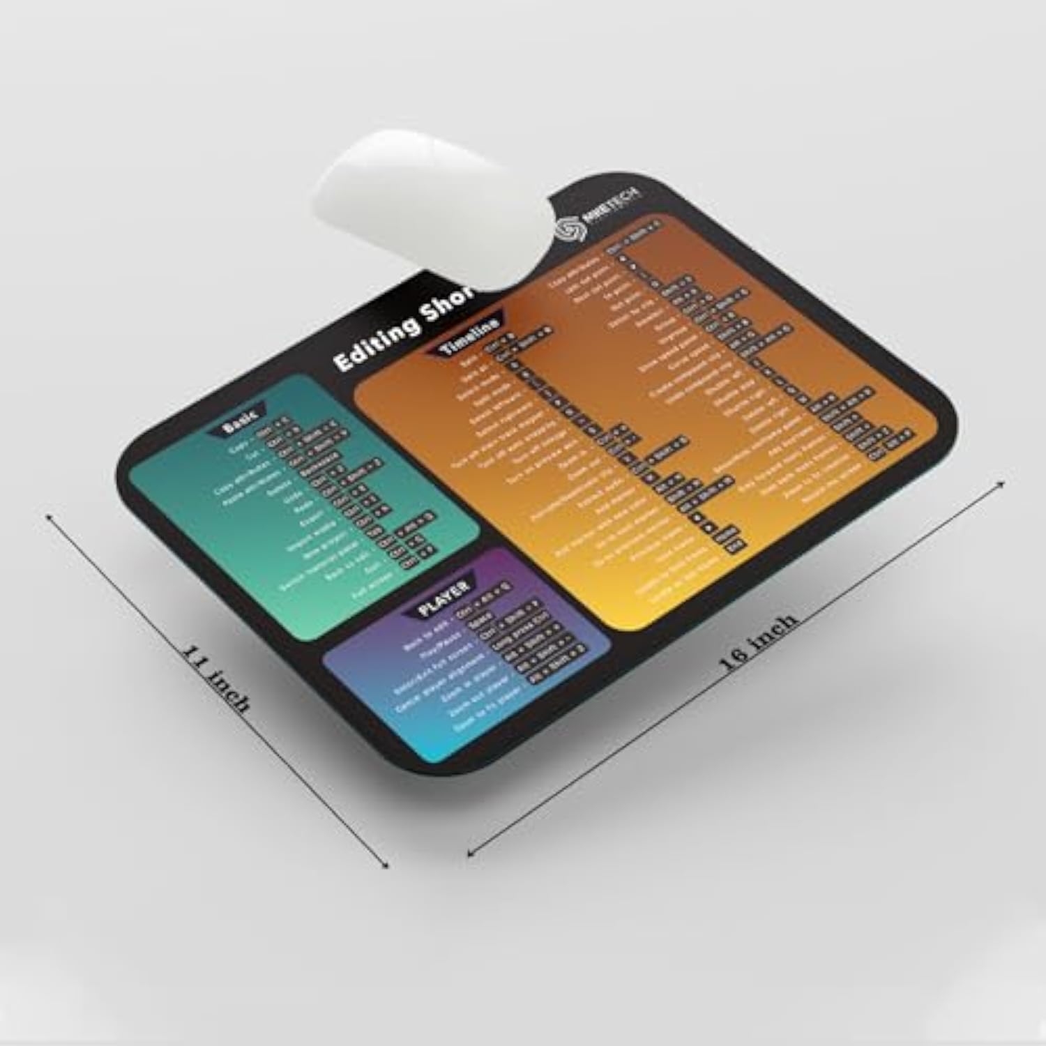 Mouse Pad With Capcut Shortcuts For Windows – Medium Cheat Sheet Desk Pad, 16"X11" Portable Computer Mousepad, For Video Editing And Gifts, Non-Slip Stitched Edges