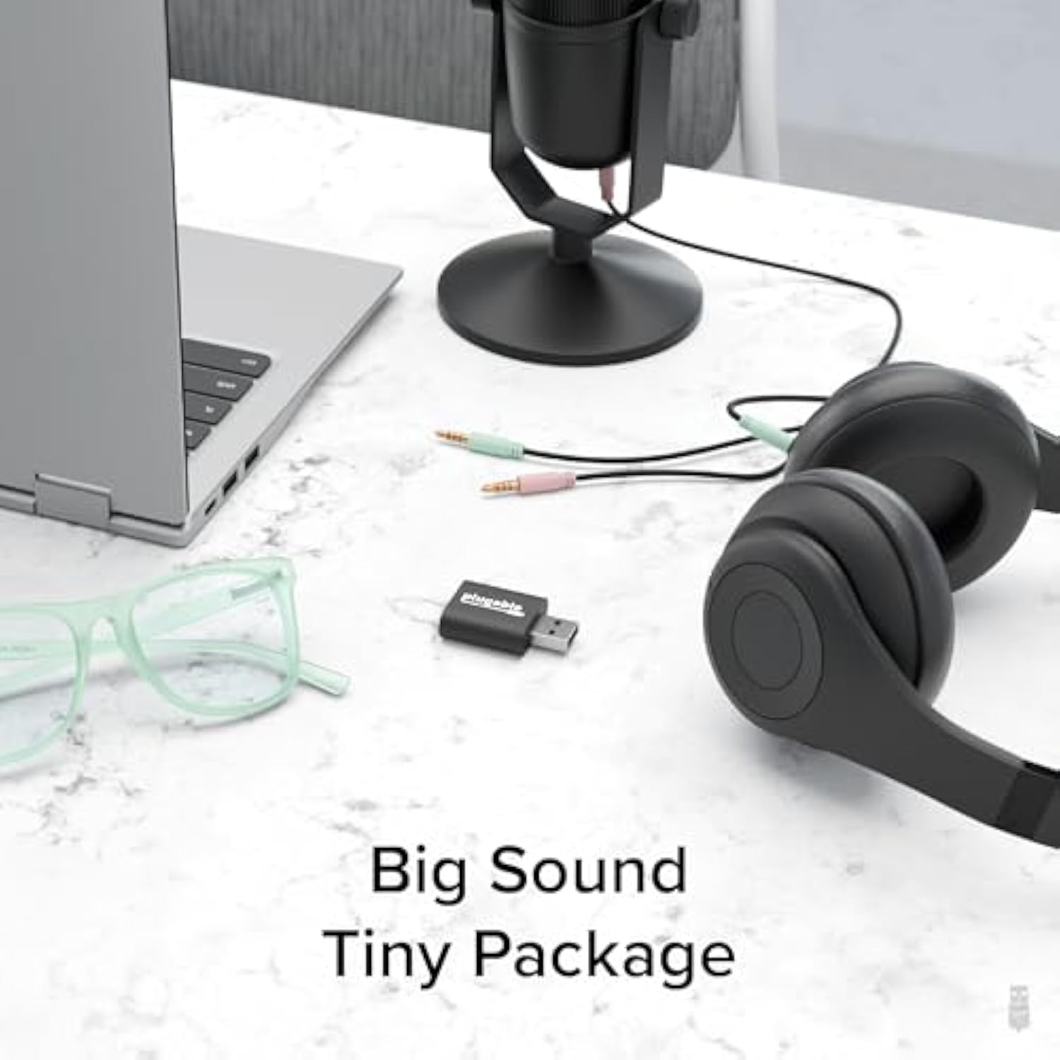 Usb Audio Adapter With 3.5Mm Speaker-Headphone And Microphone Jack, Add An External Stereo Sound Card To Any Pc, Compatible With Windows, Mac, And Linux - Driverless