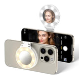 JJC Magnetic Phone Selfie Ring Light, Rechargeable Cell Phone Light with 3 Light Modes/3 Brightness Levels, 180 Flip & Built-in Mirror Design Phone Fill Light for Vlog Live Streaming