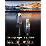 Displayport To Displayport Cable [2-Pack 10Ft/3M], 1.2 Dp Cable [4K@120Hz, 8K@