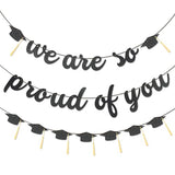 2026 Graduation Banners Party Decorations-Black Glitter We are So Proud of You Graduation Banners Garland for Congratulation Graduations Party Supplies, School, Home, Classroom