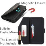 Crossbody Wallet For Iphone 16E Case With Strap,2025,Credit Card Holder,Adjustable Shouler Lanyard, 6.1",Pu Leather Handbag Purse Kickstand Make Up Mirror Cover Case For Women Girl,Black