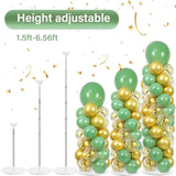 2 Sets Sage Green Balloon Column Stand Kit With 100 Balloons Spring Graduation Adjustable Balloon Tower Stand With Bases Olive Green Gold Column For Mother'S Day Birthday Wedding Party Decor