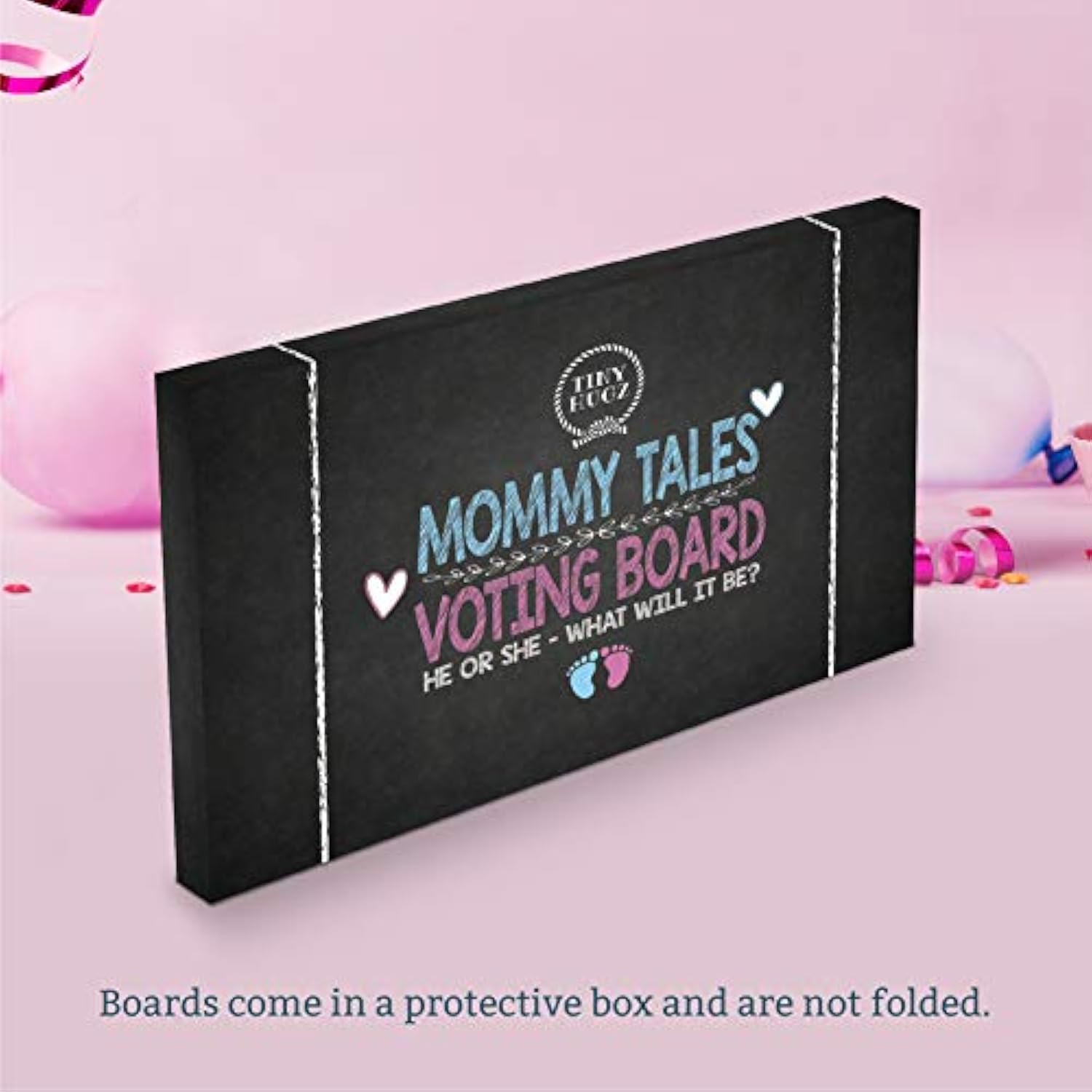 Gender Reveal Board Games 12/9" With Stand, 48 Blue And Pink Voting St