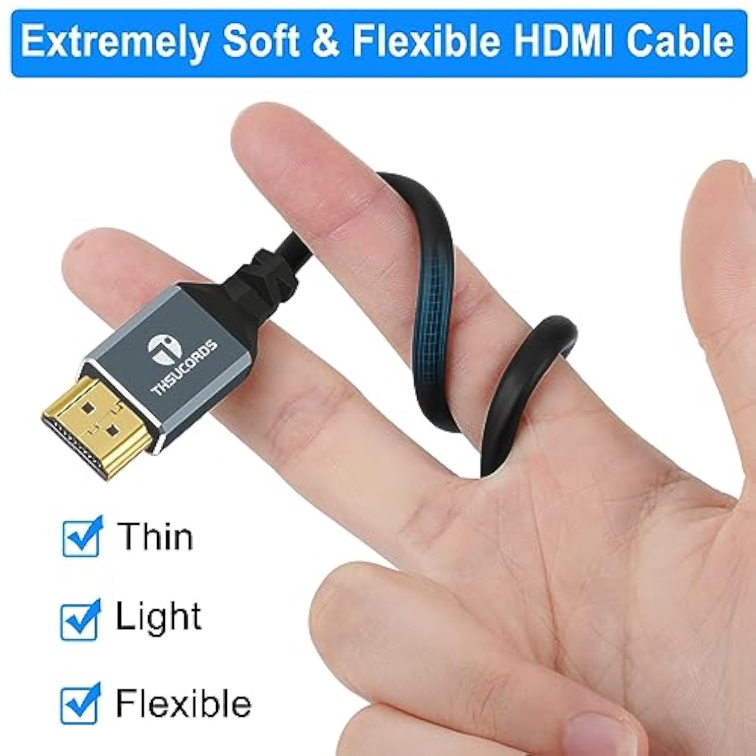 8K Mini Hdmi To Hdmi Cable 6.6Ft, Flexible Thin & Slim 48Gbps Hdmi To Mini Hdm