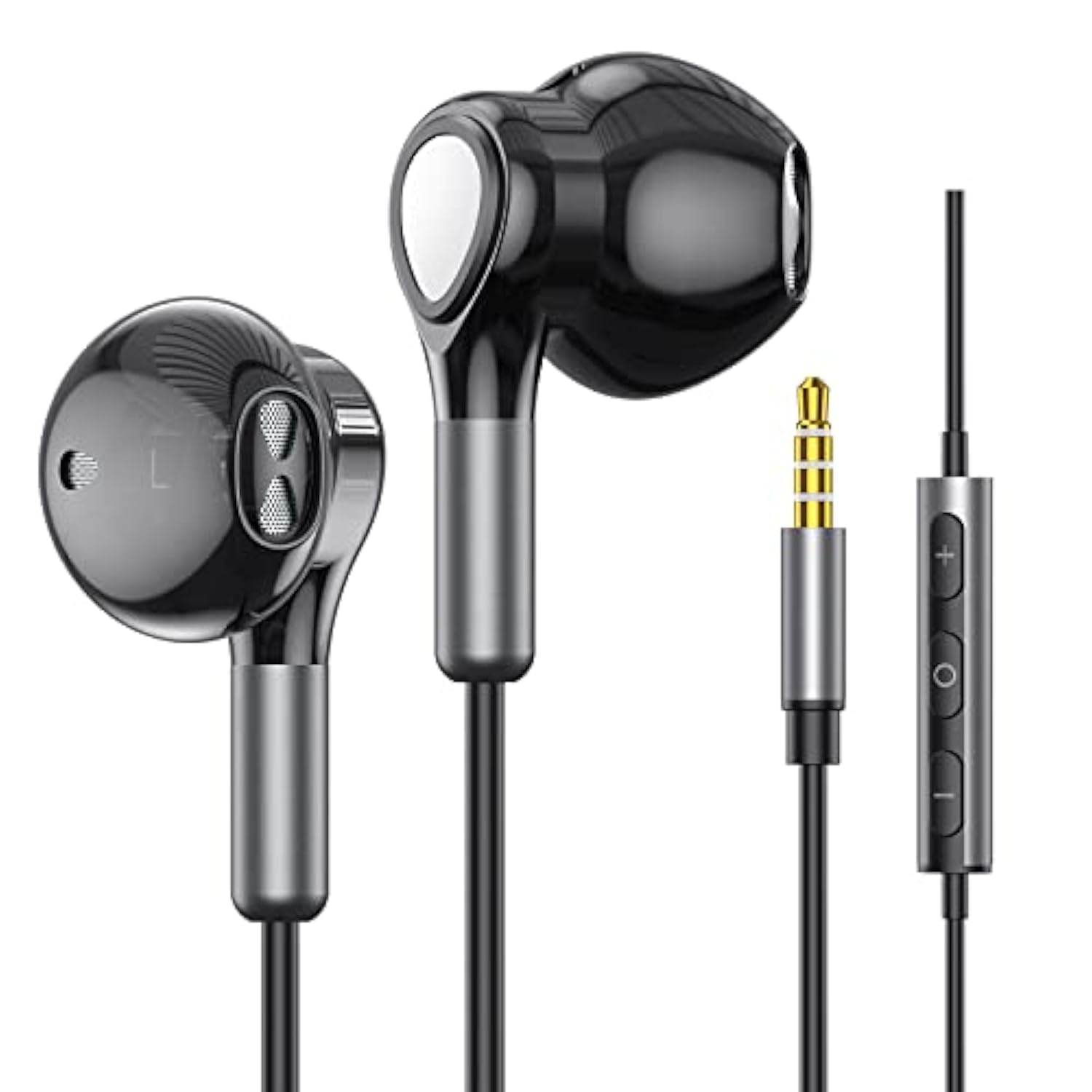 Wired Earbuds Headphones With Microphone, Half In-Ear Headphones With Mic Buil