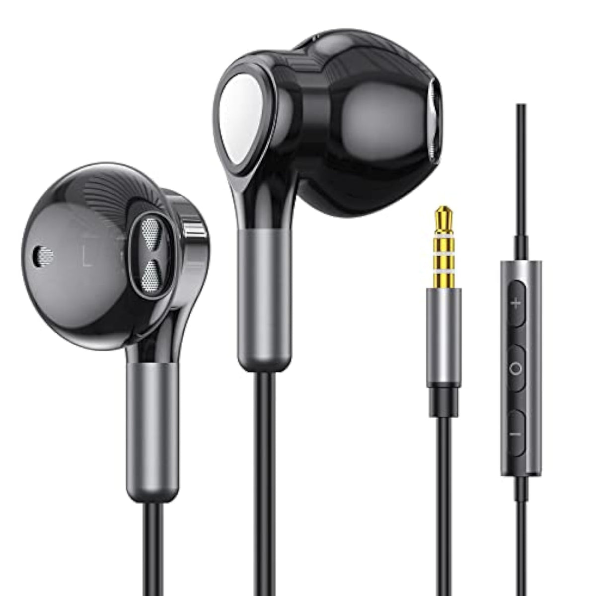 Wired Earbuds Headphones With Microphone, Half In-Ear Headphones With Mic Buil