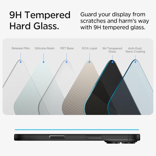 Spigen Tempered Glass Screen Protector [GlasTR EZ FIT - Privacy] Designed for iPhone 16 / iPhone 15 [2Pack]