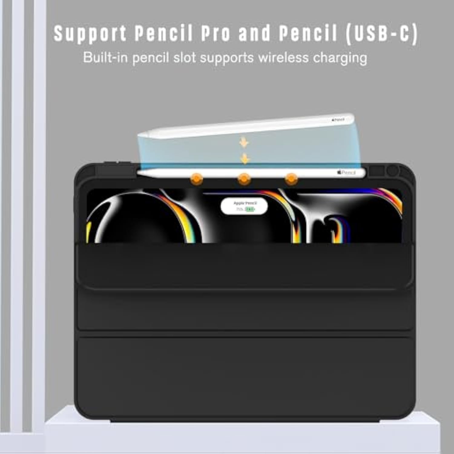 2024 Pro 11 Inch Case M4 (5Th Gen), Smart Case With Pencil Holder, Support Pencil Pro, Touch Id & Auto Wake/Sleep (Black)