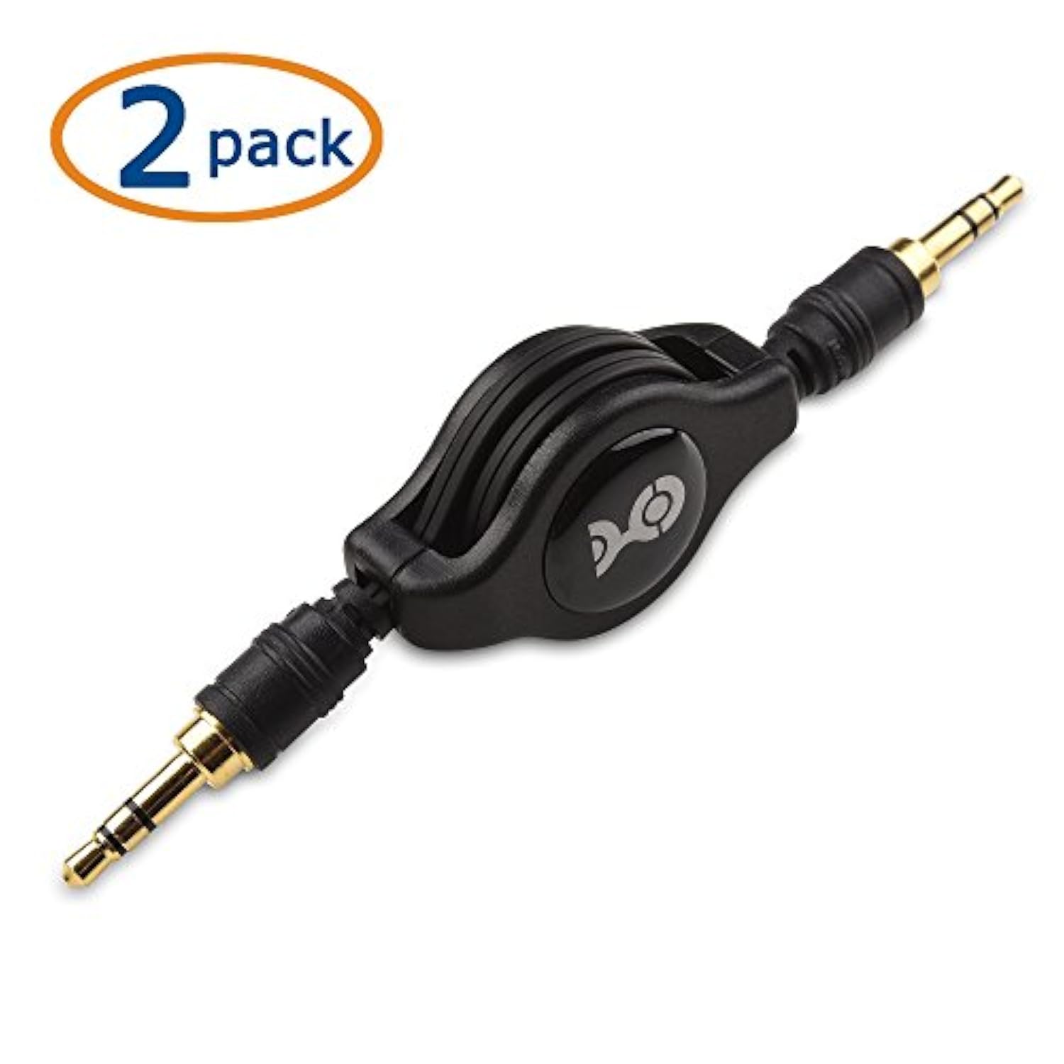 Cable Matters 2-Pack Gold-Plated Retractable Aux Cable - 2.5 Feet