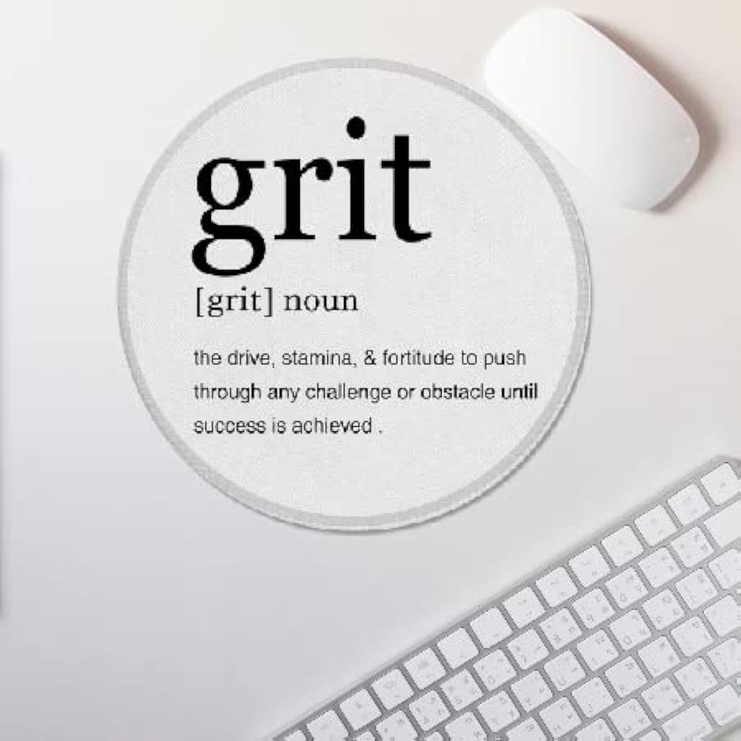 Inspirational Quote Grit Definition Minimalist Mouse Pad 7.9X7.9 Inch,Non-Slip Rubber Base Mousepads For Dorm Office Home Desk Decor,Motivational Gift