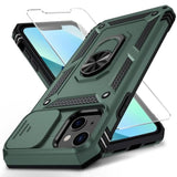For Iphone 13 Mini Case With Camera Lens Cover, Hd Screen Protector, 10 Ft Military Grade Drop Protection, Magnetic Ring Holder Kickstand Protective Phone Case For Iphone 13 Mini (Pine Green)