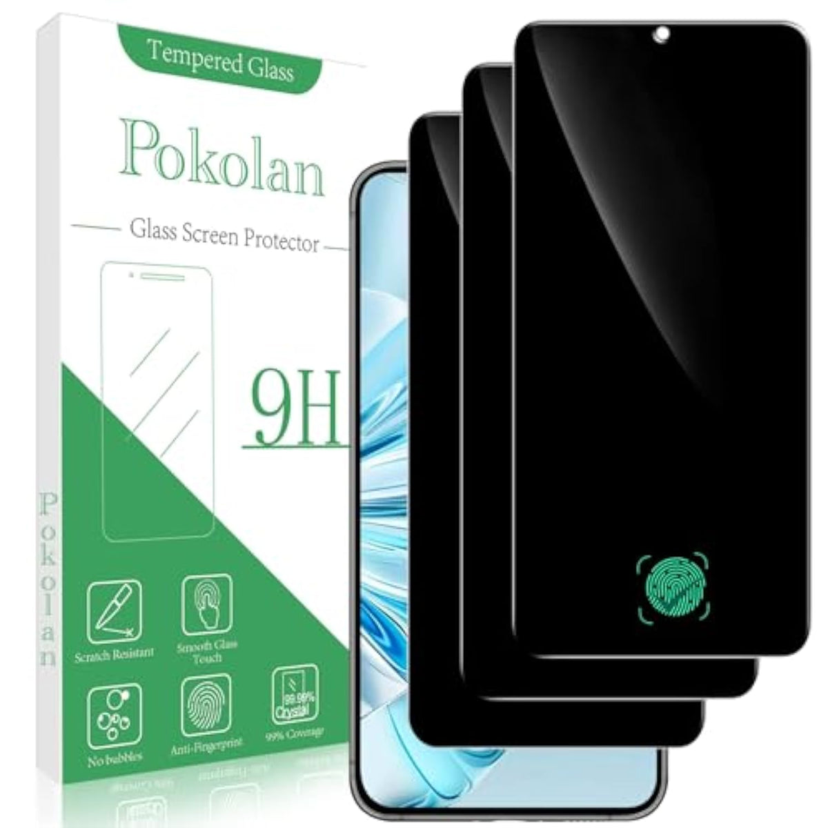 (3 Pack Privacy Screen Protector For Samsung Galaxy S25 Anti Spy Tempered Glass, Support Fingerprint Unlock, Anti Scratch, Bubble Free