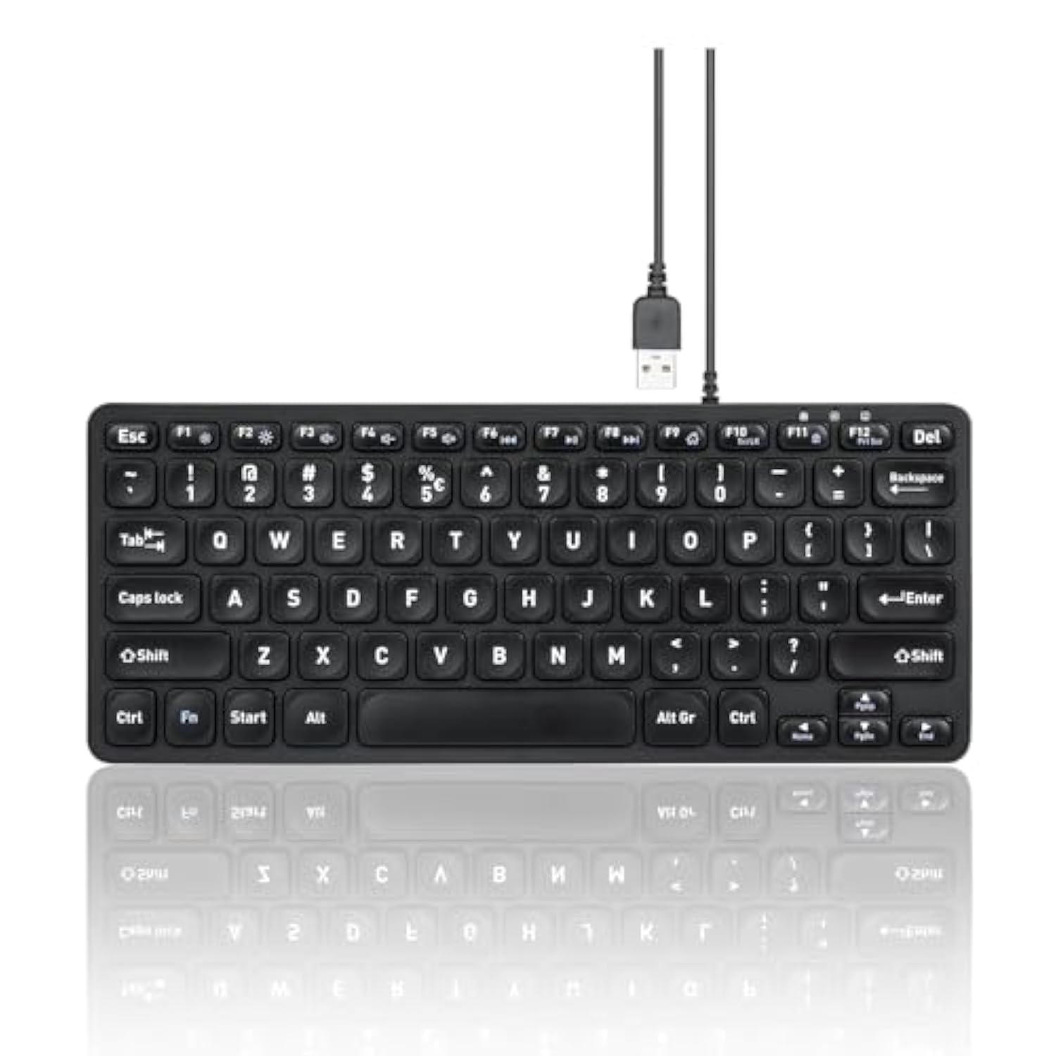 Perixx PERIBOARD-432 Wired Mini USB Keyboard - X Type Scissor Keys - Big Print
