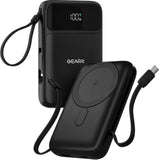 GEARit 5-in-1 10000mAh Power Bank - Wireless Charging, Built-in USB-C & Lightning Cables, MagSafe Compatible - Compact, Fast, Portable Charger and Battery Pack for Phones, Tablets and Other Devices