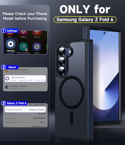For Galaxy Z-Fold-6-Case: Samsung Fold 6 Case [Compatible With Magsafe] With 2Pcs Tempered Glass Screen Protector, Fast Magnetic Integrated Structure For Zfold 6 Case,Black