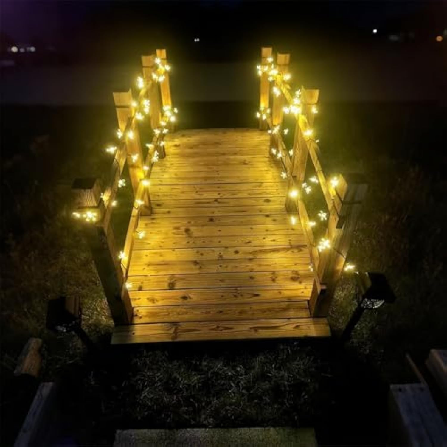 Solar Flower String Lights, 50 Led Outdoor Patio Lights Waterproof, Fairy Lights For Outside Patio Garden Fence Yard Chr