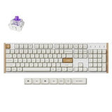 K10 He Qmk Wireless Gaming Custom Mechanical Keyboard, 2.4 Ghz/Bluetooth/Wired Full-Size Hot-Swappable Programmable Rgb Backlit Gateron Magnetic Switches For Mac Windows, Wood Frame-White