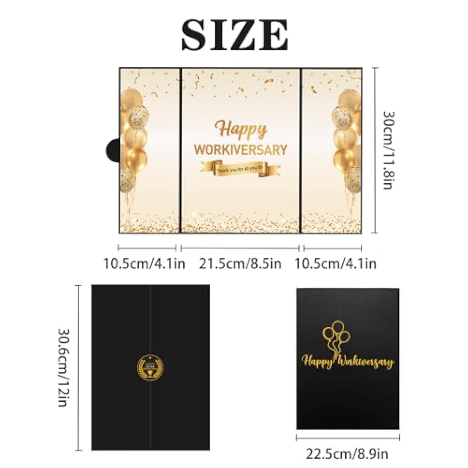Black Gold Happy Workiversary Party Decorations, Happy Work Anniversary Alternative Signature Guest Book For Men Women Employee Business Gifts Signing Card Board For Office Supplies