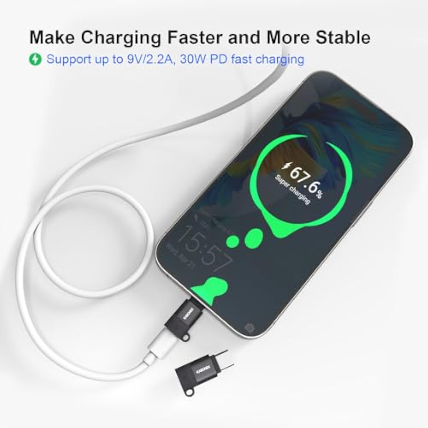 Lightning Female To Usb-C Male Adapter | 30W Pd Fast Charging | Compatible With Iphone 16 15 Pro Max And More Type C Devices, Not For Audio/Otg