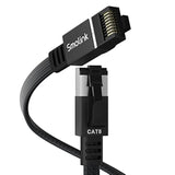 Cat 8 Flat Ethernet Cable 50 Ft, Nylon Braided High Speed Network Cable Lan Ca