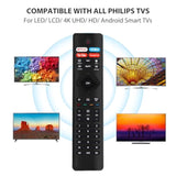 New Universal Remote For All Philips Tv Remote, Replacement Compatible For All Philips Smart Tv, Led, Lcd, Hdtv, 3D, 4K Uhd Tv, With Shortcut Button For Netflix, Vudu, Youtube, Google Play